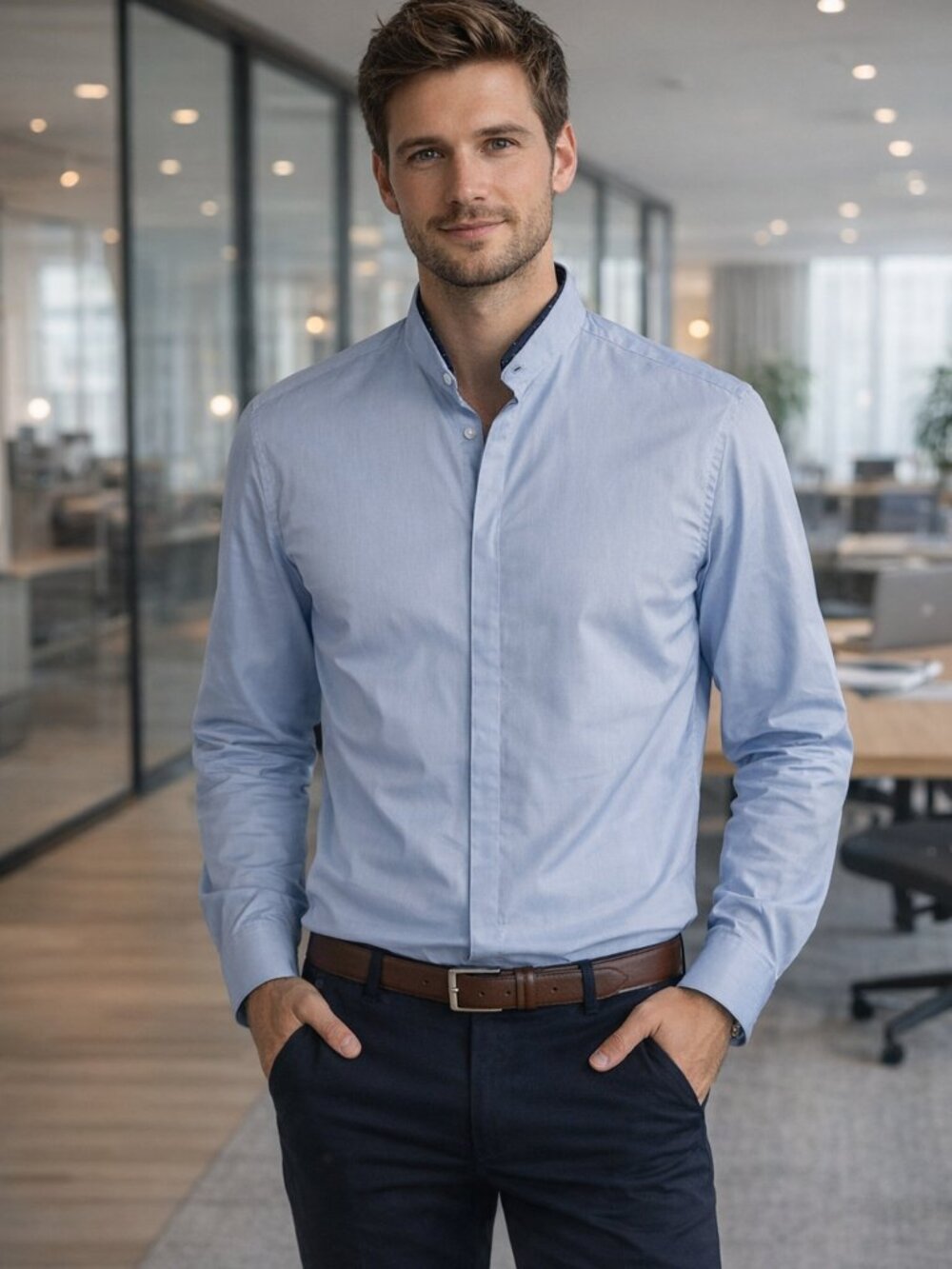 The Kooples Men's Light‎ Blue 100% Cotton Oxford Dress Shirt Sz M